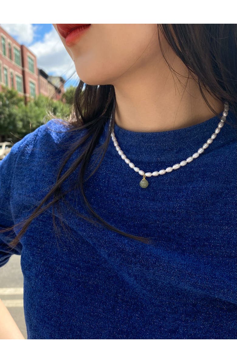 seree Belle Pearl and green jade choker, Alternate, color, Light Green