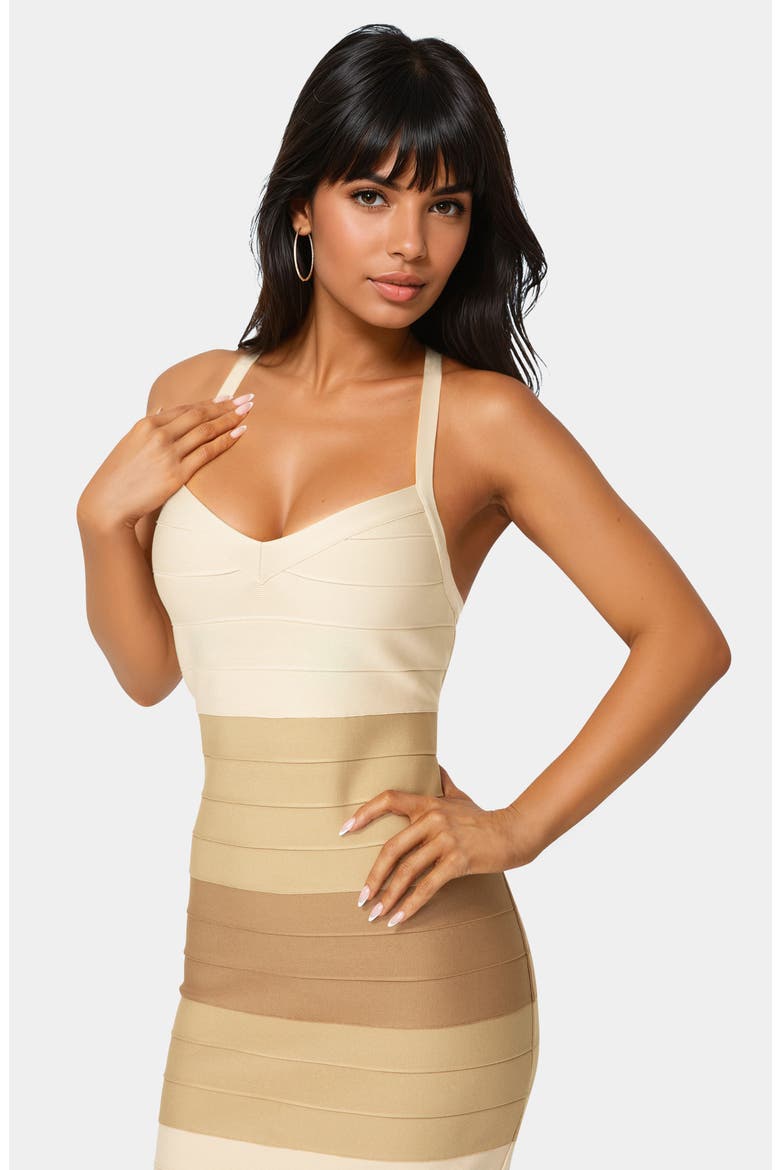 Colorblock Bandage Midi Dress, Alternate, color, BROWN/ MULTI