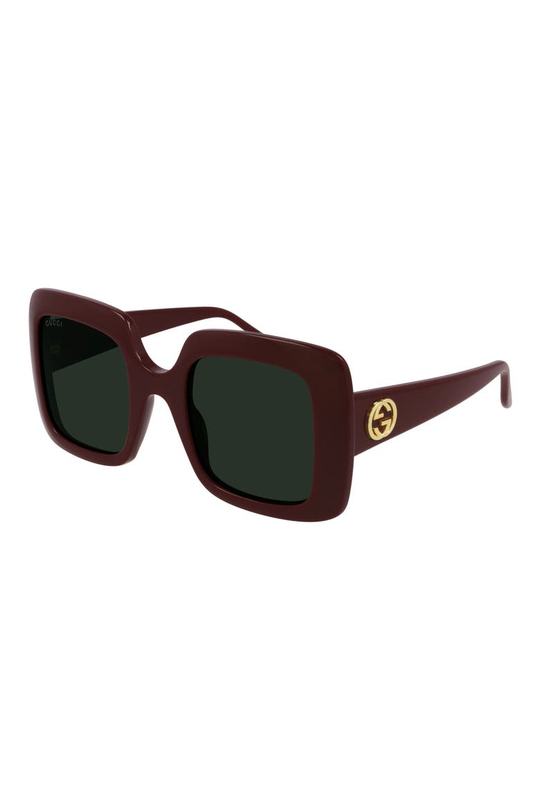 52mm Square Sunglasses, Main, color, RED