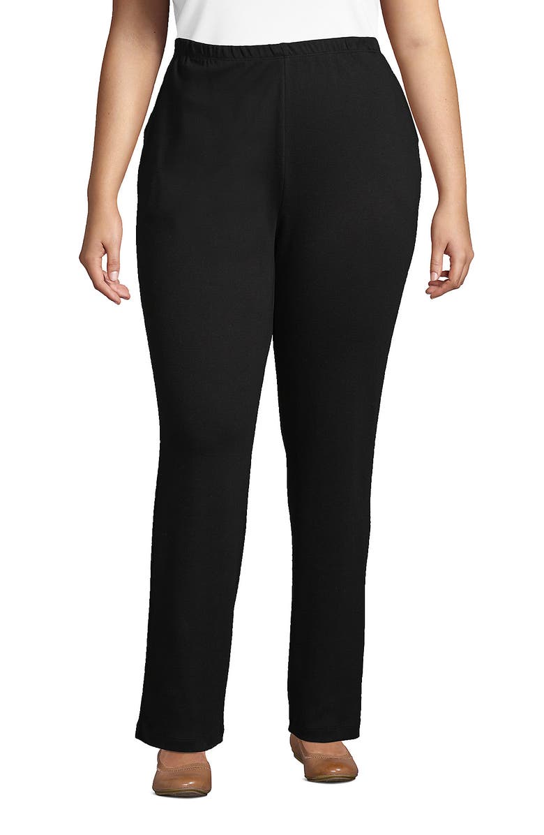 Lands' End Sport Knit High Rise Pants, Main, color, Black