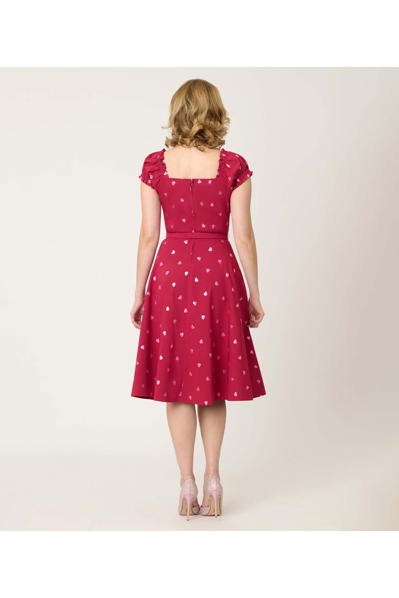 Ohara Swing Dress, Alternate, color, Burgundy W/ Pink Hearts