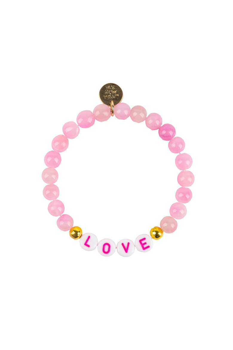 LOVE Gemstone and Delicate Gold Bracelet Set, Alternate, color, Pink