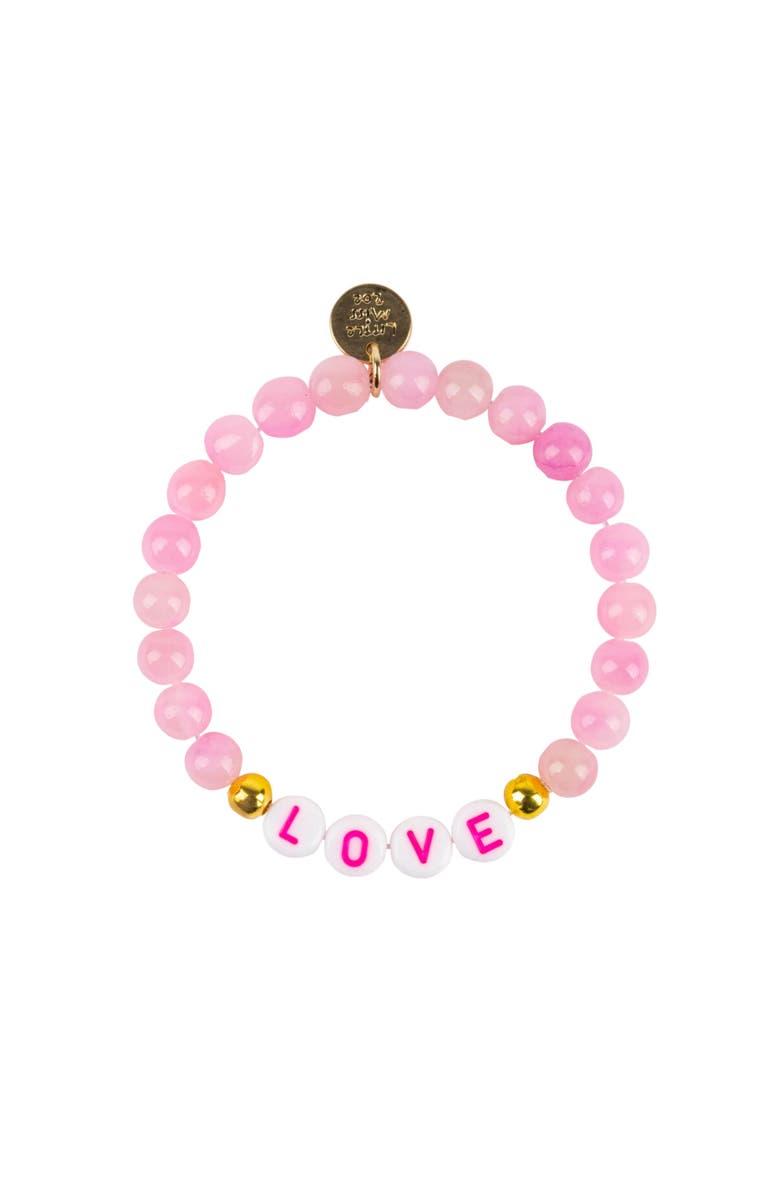 Little Miss Zoe LOVE Gemstone and Delicate Gold Bracelet Set, Alternate, color, Pink