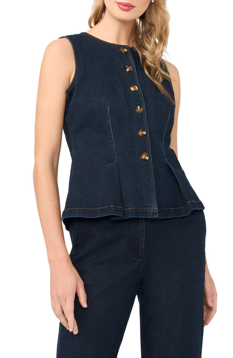 Ted Baker Gia Button Vest, Main, color, Estate Blue