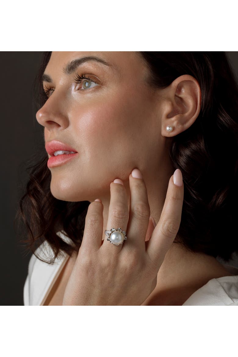 South Sea Pearl & Diamond Robin Ring, Alternate, color, White Gold