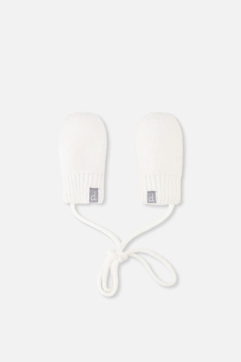 Knit Fleece Lined Attached String Mittens, Main, color, Off-White