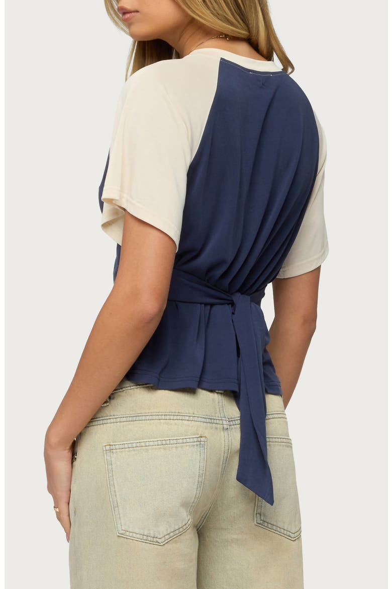 Fraise Contrast Back Tie Raglan T-Shirt, Alternate, color, NAVY-AND-CREAM