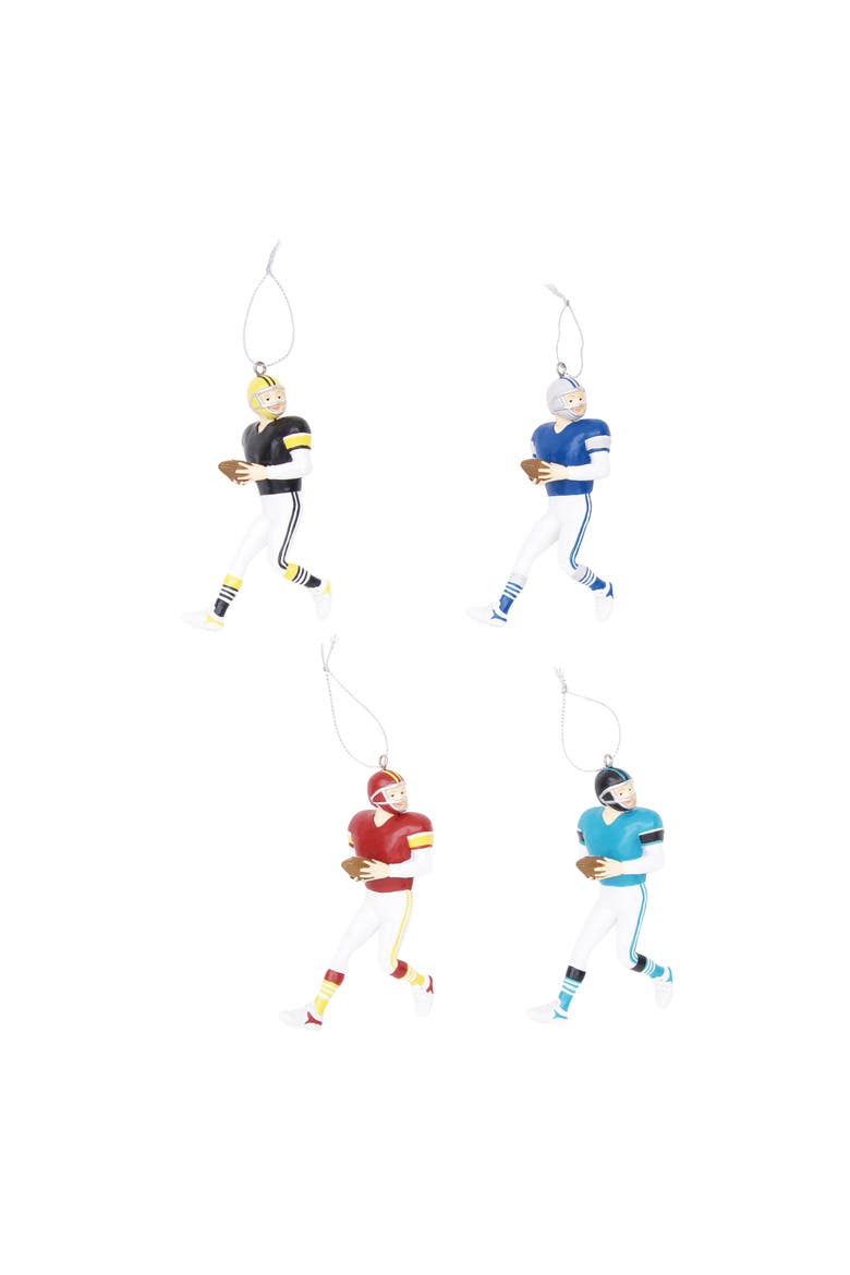 Football Player Ornaments Set of 4, Main, color, White