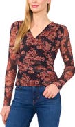 Ted Baker Floral Long Sleeve Mesh Top