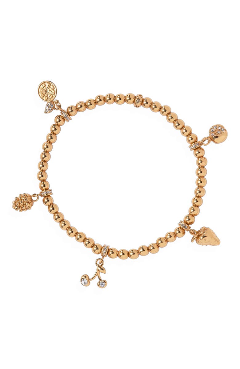 Alex and Ani Summer Fruits Charm Stretch Bracelet, Alternate, color, Gold