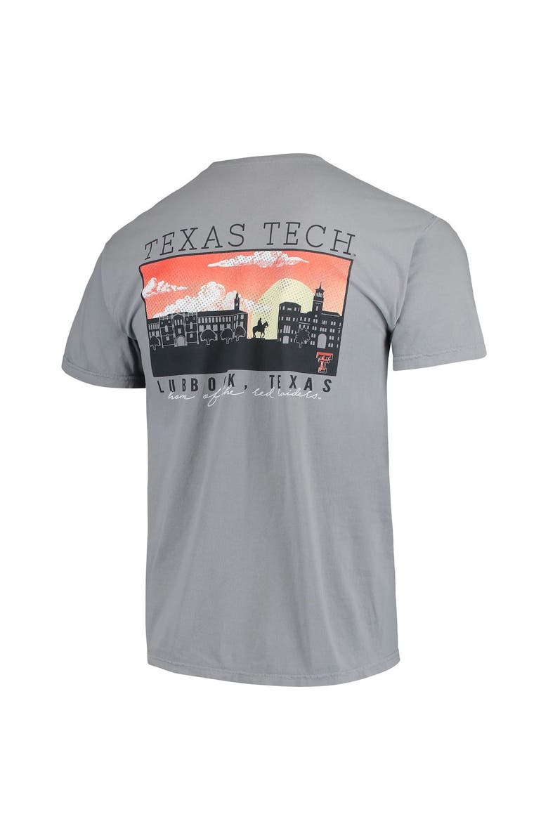 IMAGE ONE Men's Gray Texas Tech Red Raiders Team Comfort Colors Campus Scenery T-Shirt, Alternate, color, 