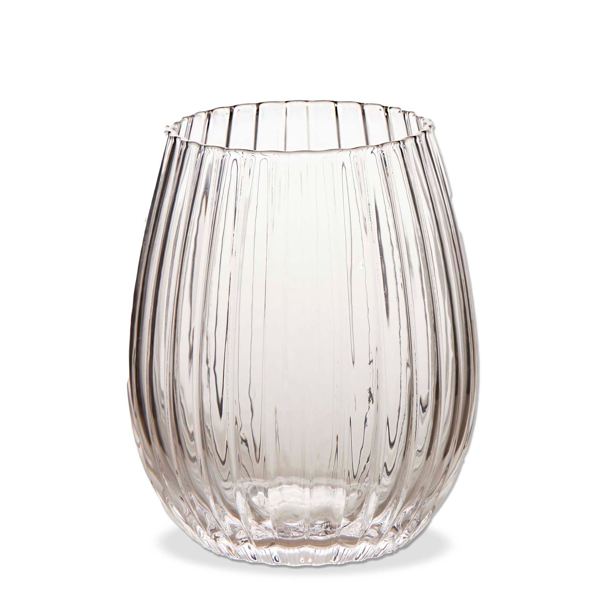Tag Gramercy Fluted Stemless Wine Glasses Clear Drinkware Set