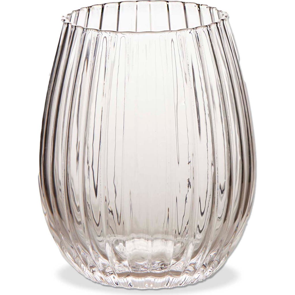 Tag Gramercy Fluted Stemless Wine Glasses Clear Drinkware Set
