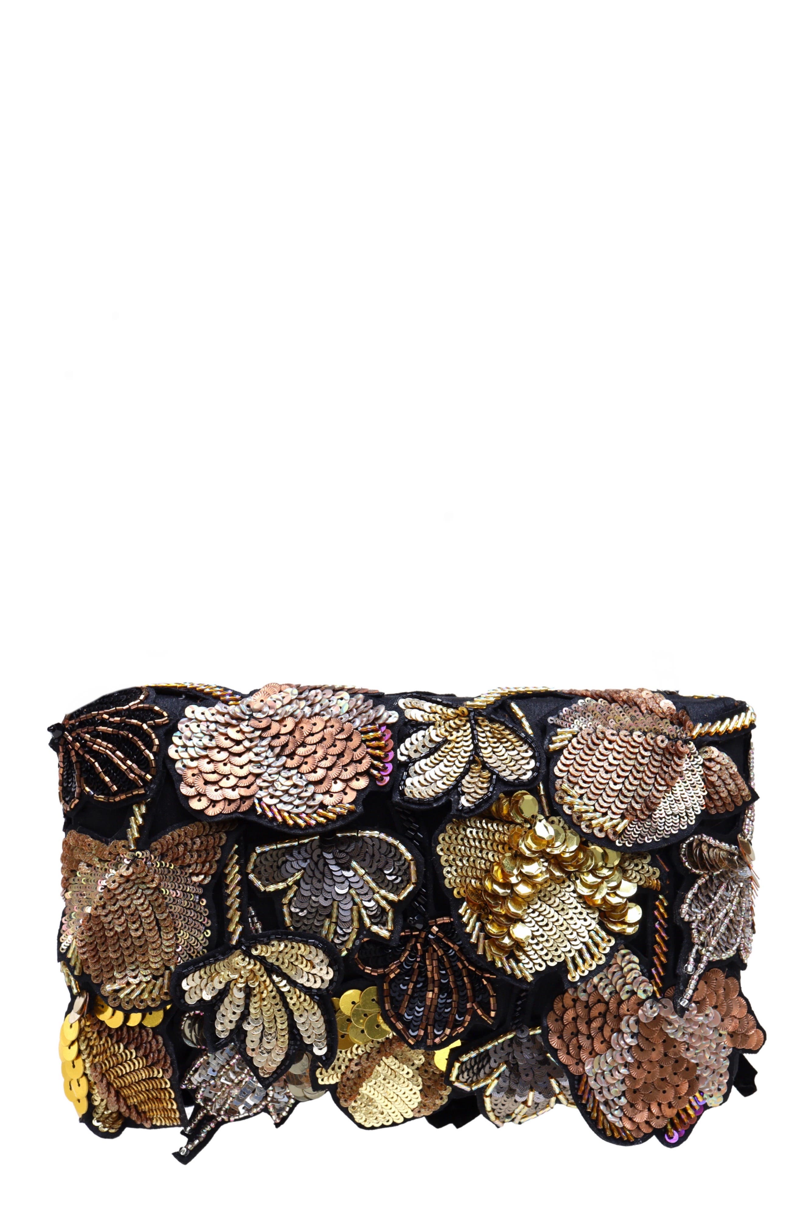 Simitri Aurelia Clutch, Main, color, Black, Gold