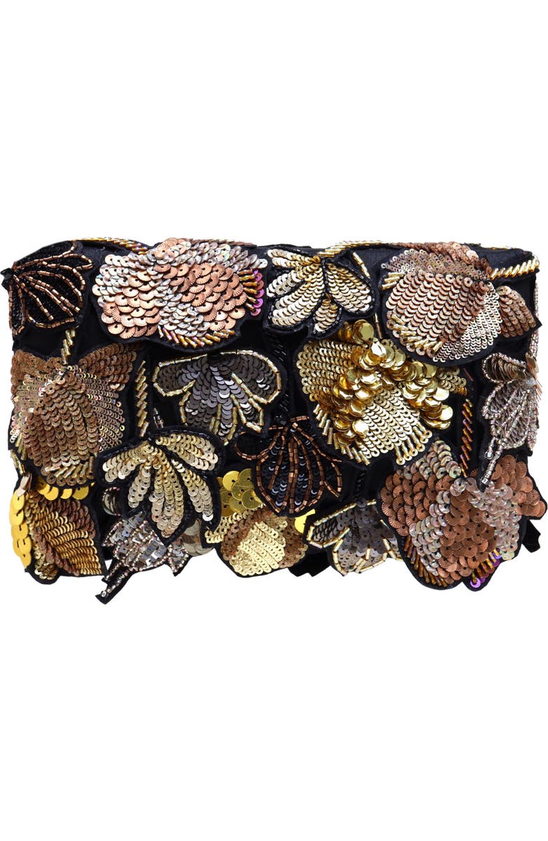 Simitri Aurelia Clutch, Main, color, Black, Gold