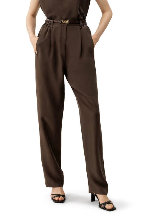 Sand-Washed Silk Habotai Barrel Pant