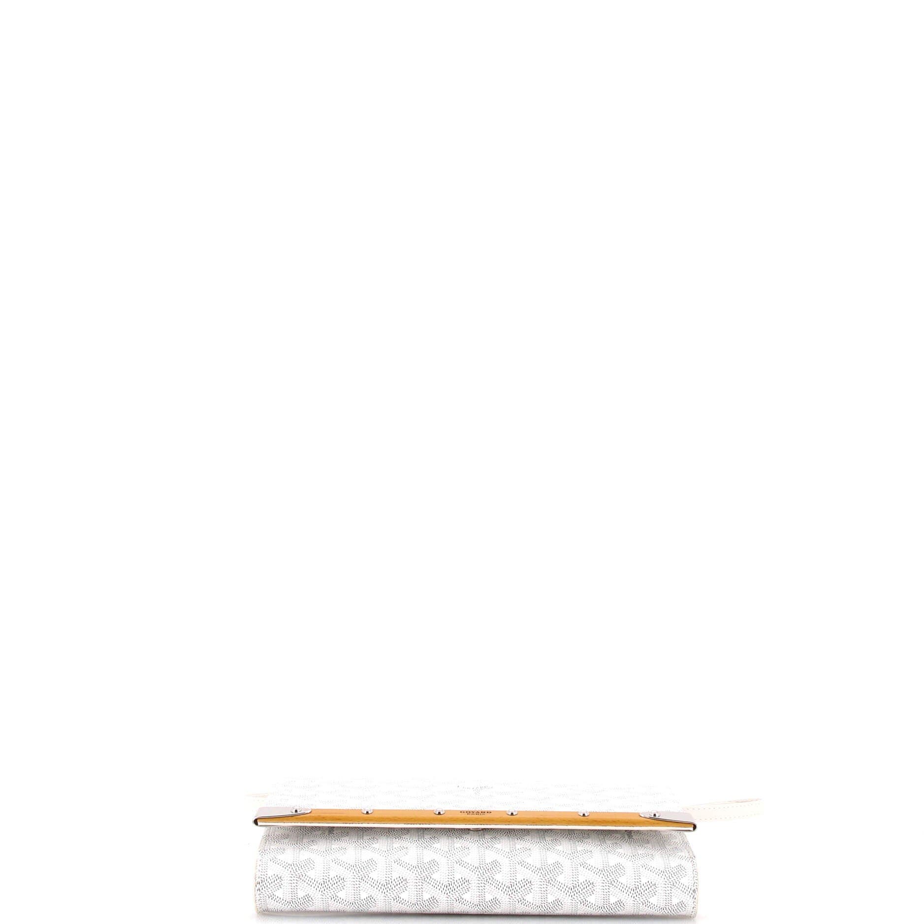 Pre-Owned Goyard Monte Carlo Clutch with Strap Coated Canvas PM, Alternate, color, White