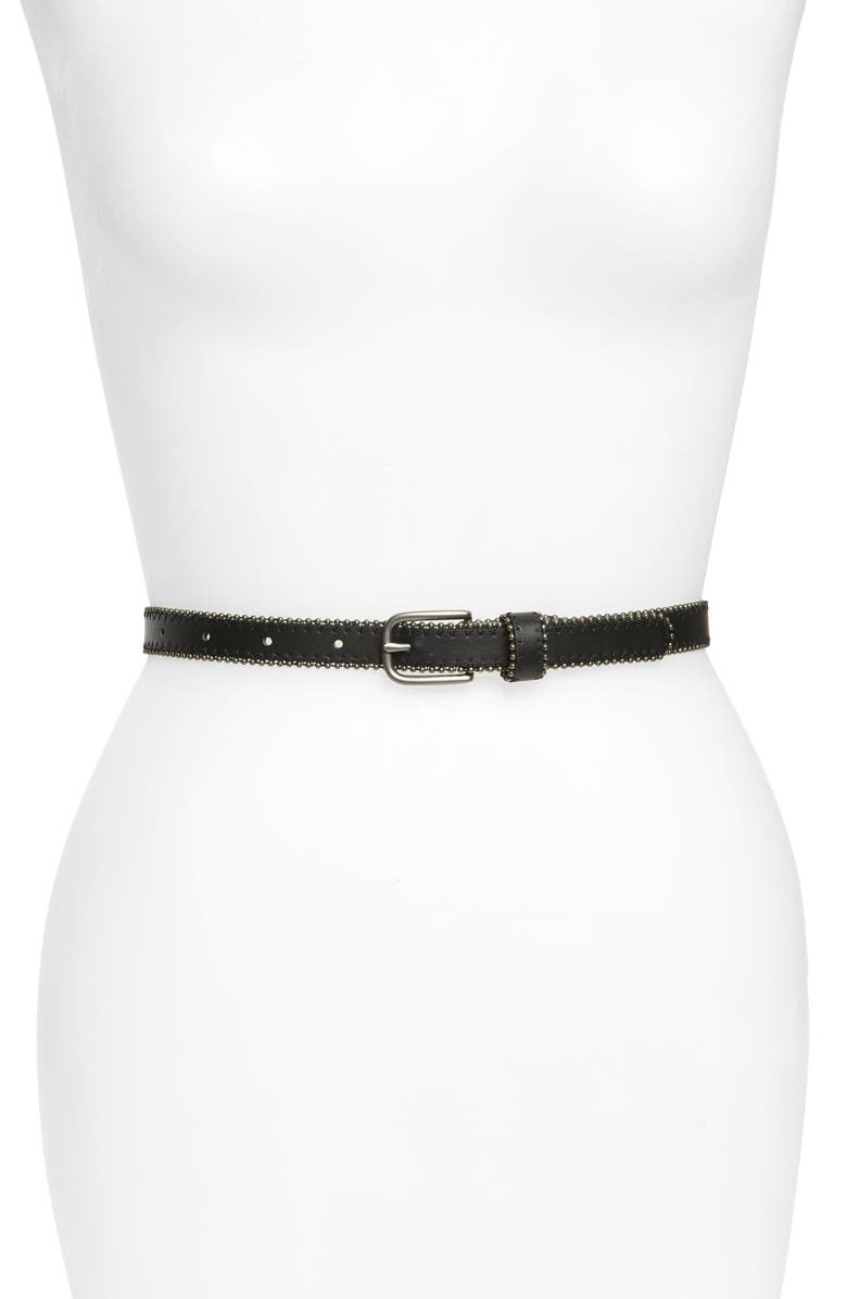 Treasure & Bond Studded Faux Leather Skinny Belt, Main, color,