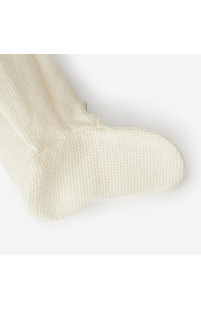 Milkbarn Waffle Zipper Footed Romper, Alternate, color, Cream