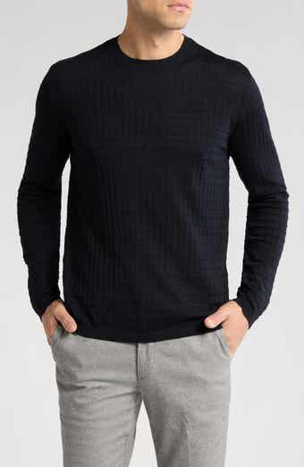 Emporio Armani Tonal Textured Virgin Wool Crewneck Sweater