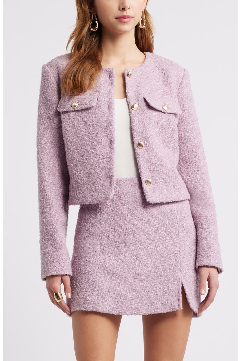 Tweed Crop Jacket, Main, color, PURPLE DAWN