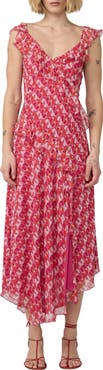 Diane von Furstenberg Sloane Ruffle Trim Midi Dress