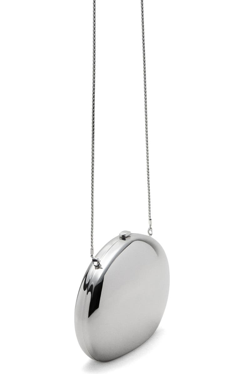 MANGO Oval Frame Clutch, Alternate, color, Silver