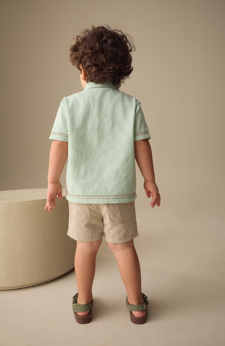 NEXT Kids' Textured Safari Button-Up Shirt, Alternate, color, Green