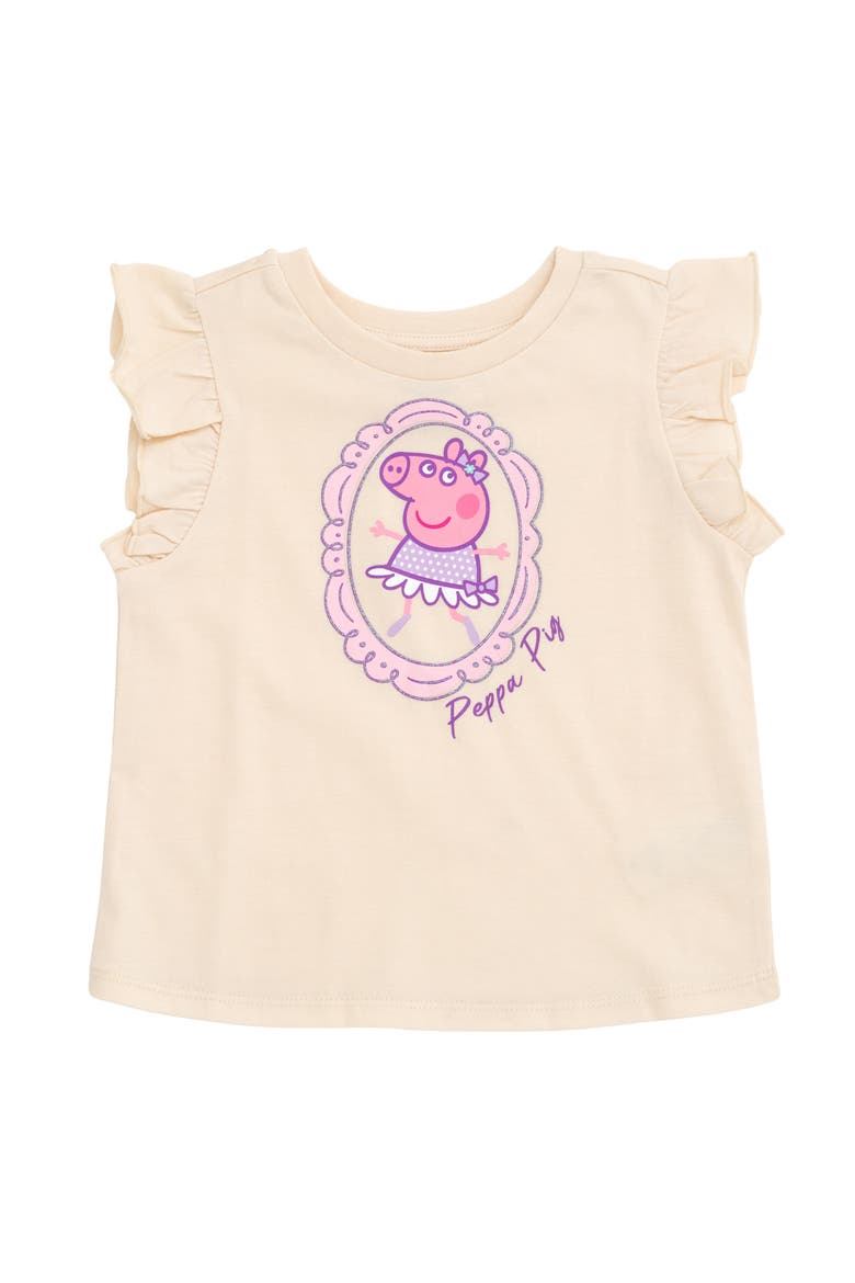 T-Shirt and Satin Skirt Set with Bag, Alternate, color, Pink Ivory Peppa Pig