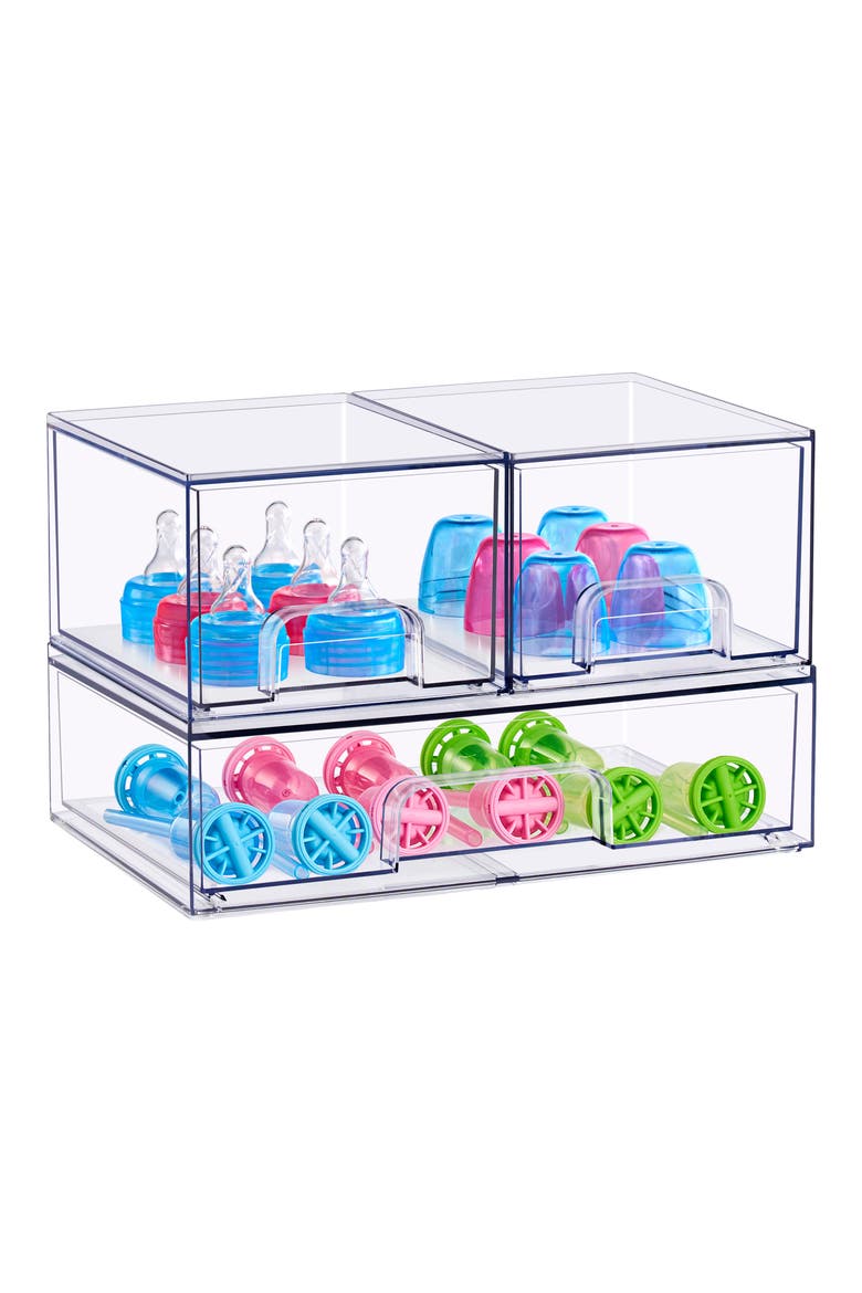 Set of 3 Stackable Clear Organizers, Alternate, color, NO COLOR