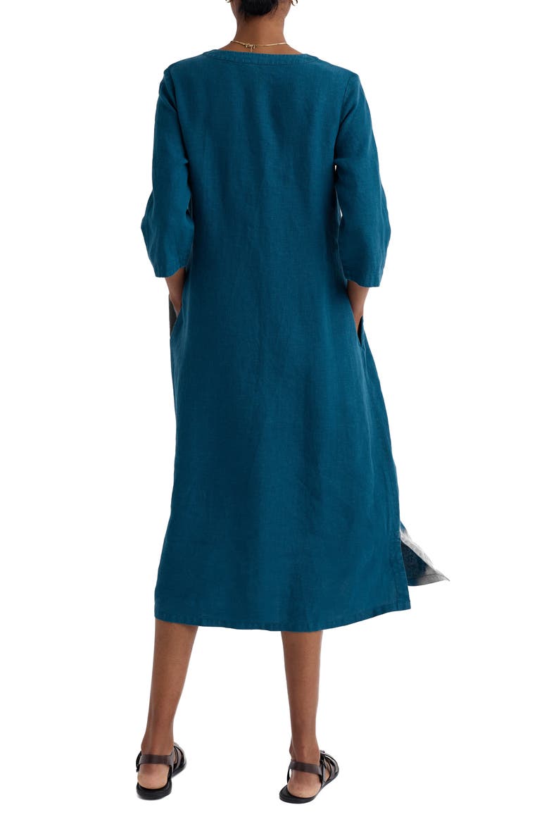 Word Posey Linen Button-Up Dress, Alternate, color, OCEAN DRIFT