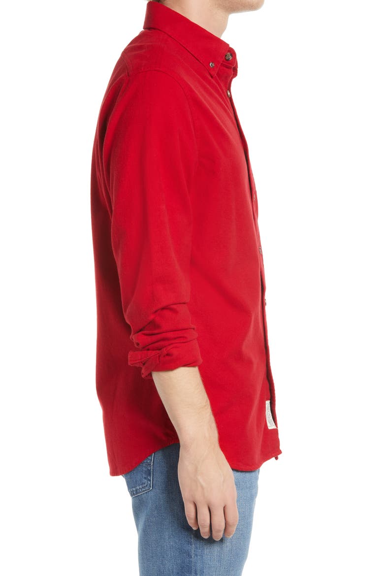 Heather Flannel Long Sleeve Button-Up Shirt, Alternate, color, RED
