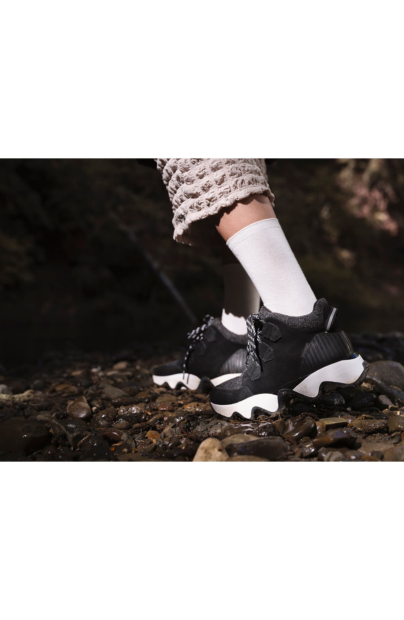 SOREL Kinetic Impact Caribou Plus Waterproof Sneaker Bootie, Alternate, color, Black/ Sea Salt