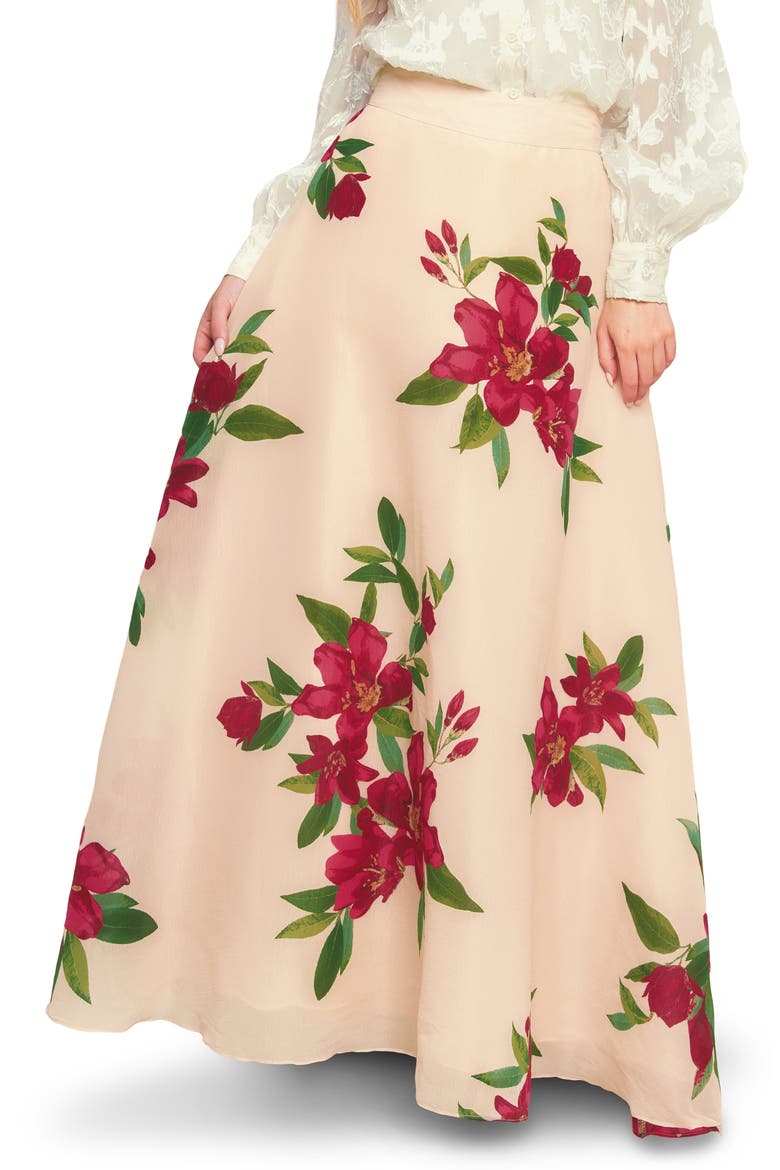Floral A-Line Maxi Skirt, Main, color, BLUSH