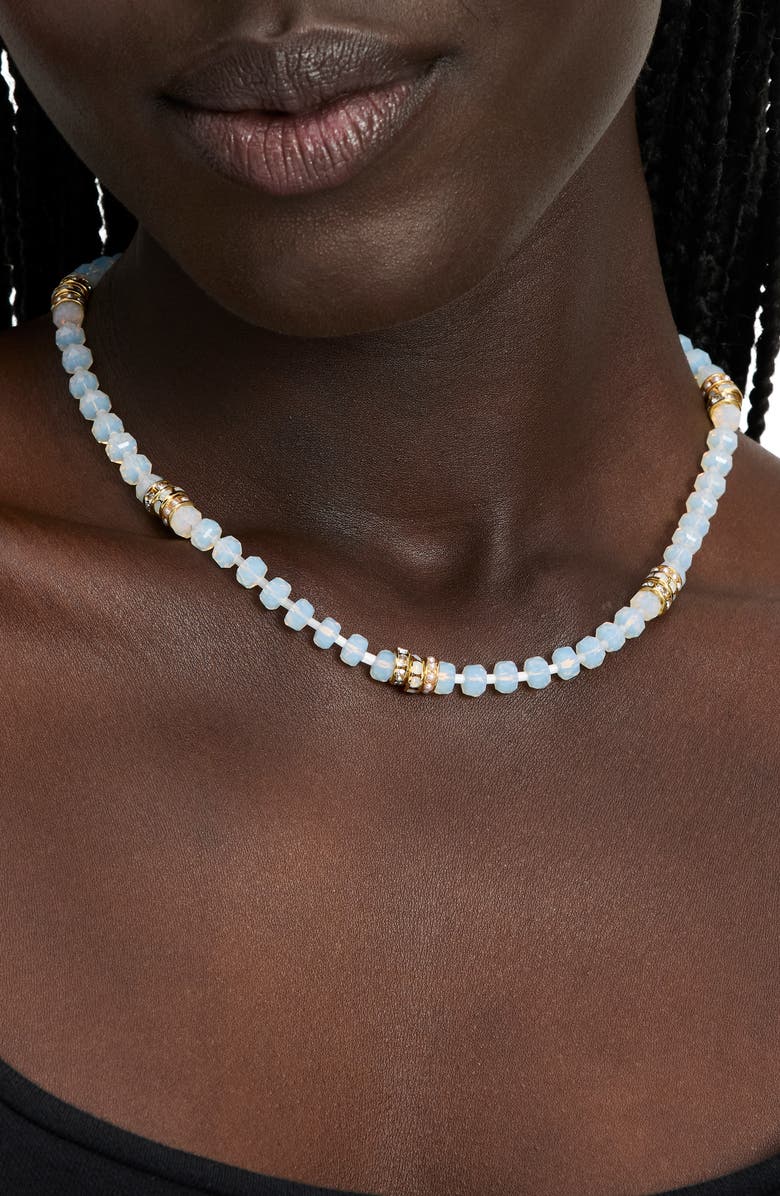 Kate Spade New York beaded necklace, Alternate, color, White Gold.