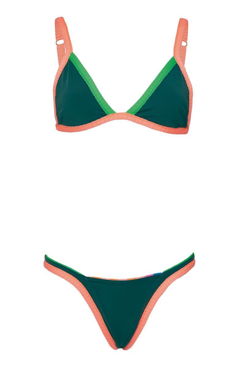 Maaji Rewind Reversible Triangle Bikini Top, Alternate, color, Blue