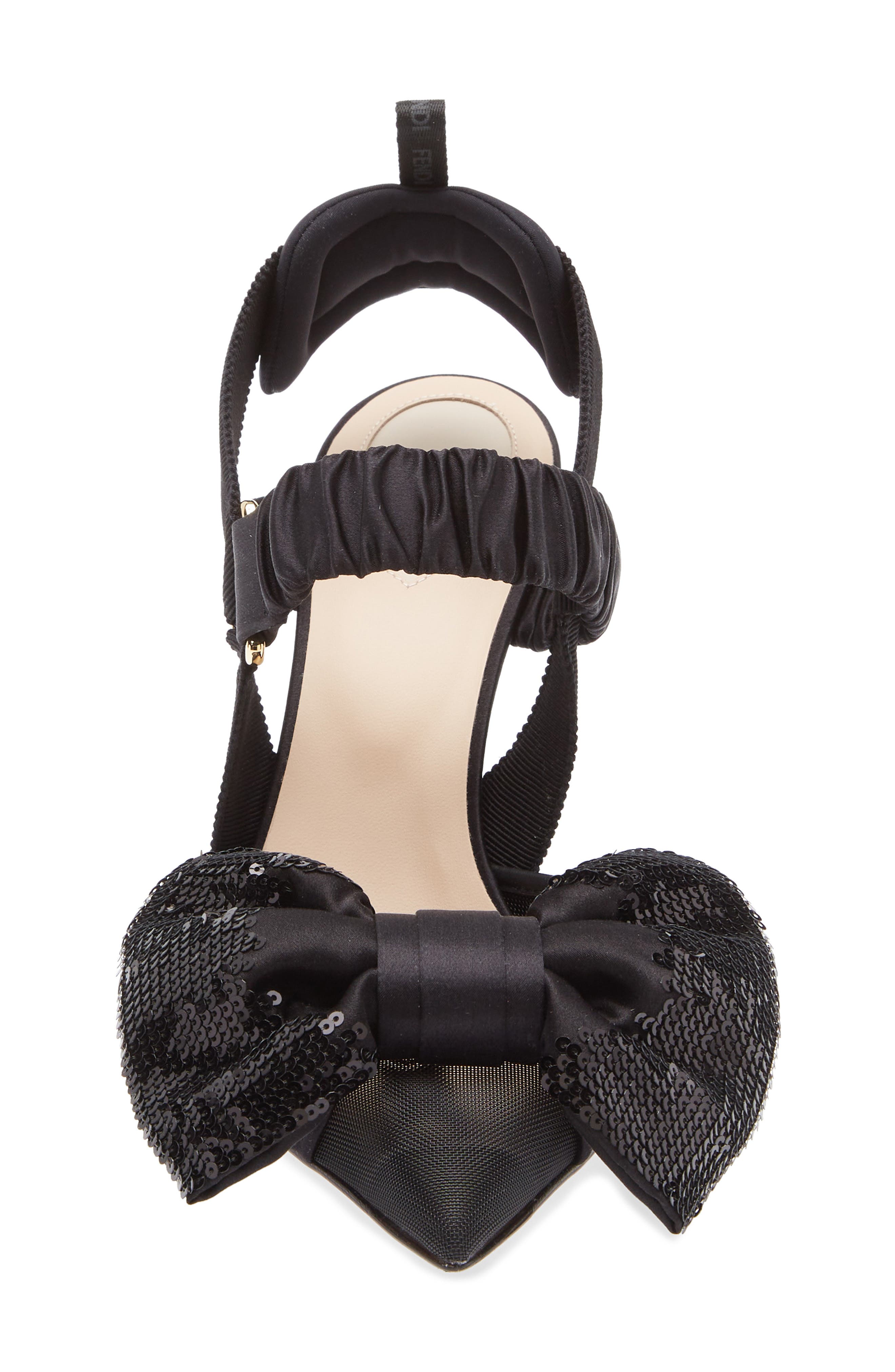 Fendi Colibri Bow Slingback Pump, Alternate, color, Black