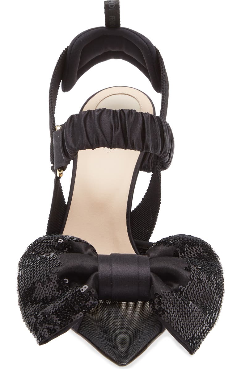 Fendi Colibri Bow Slingback Pump, Alternate, color, Black
