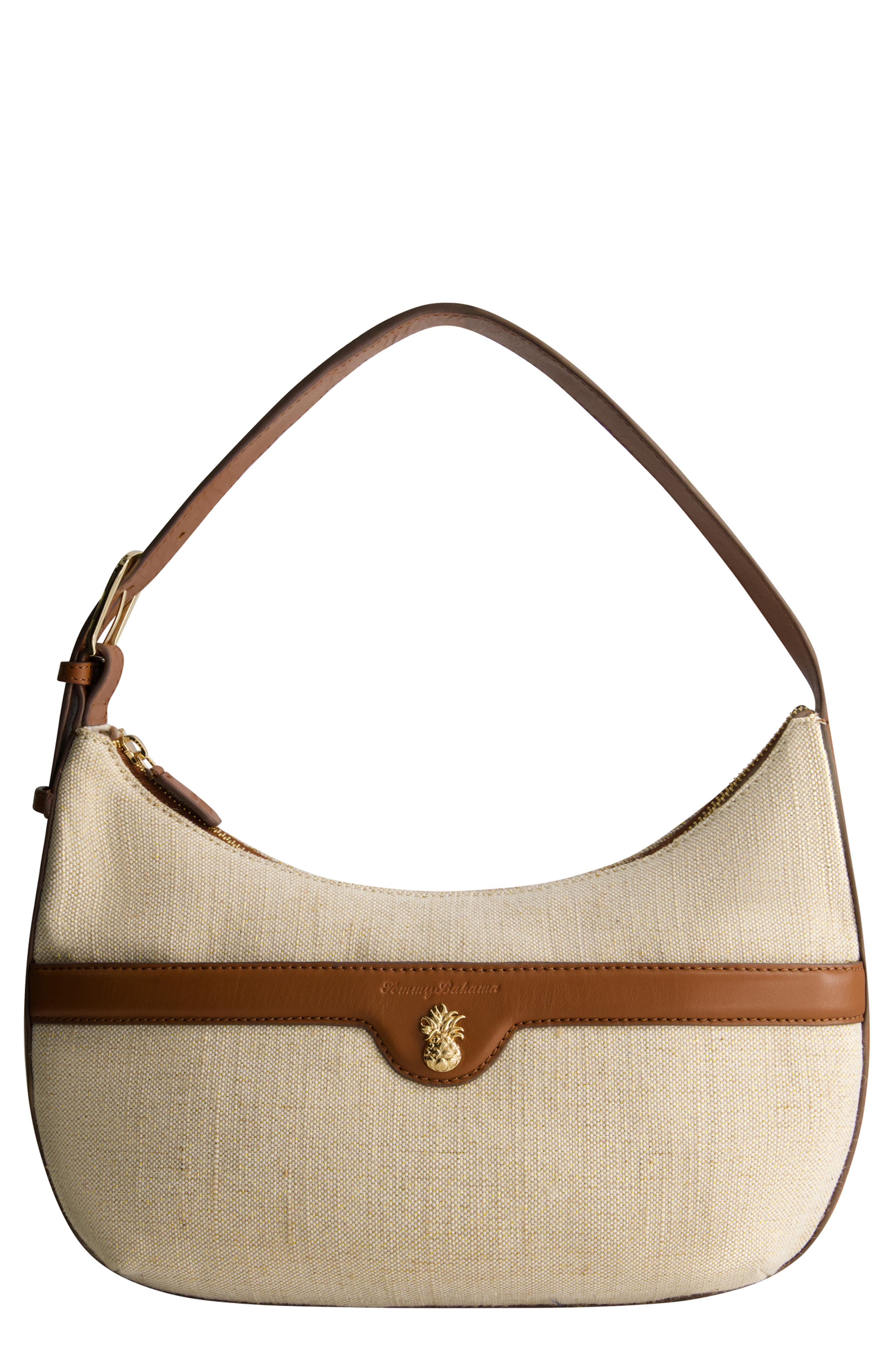 Lurex Linen Zip-Top Hobo, Main, color, NATURAL