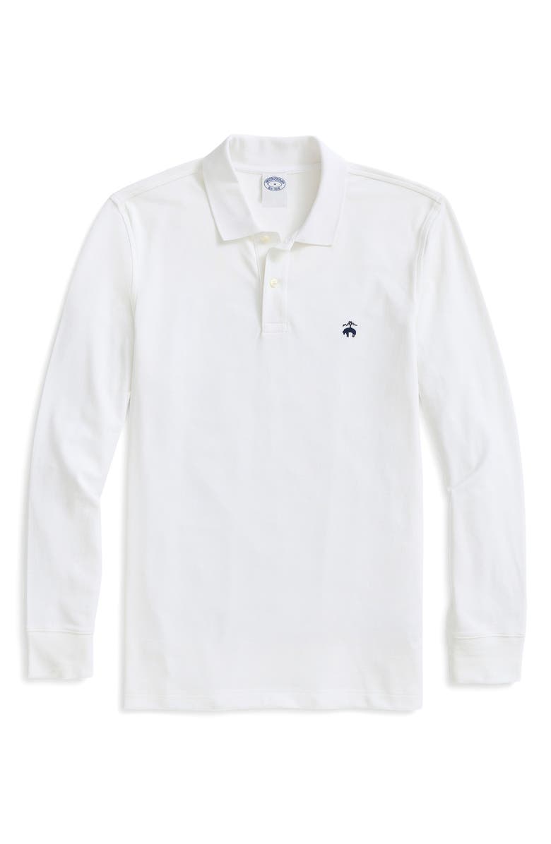 Brooks Brothers Long Sleeve Piqué Polo, Main, color, White