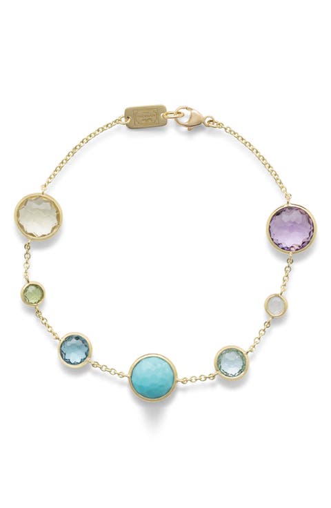 Lollipop Multicolored Gemstone Link Bracelet