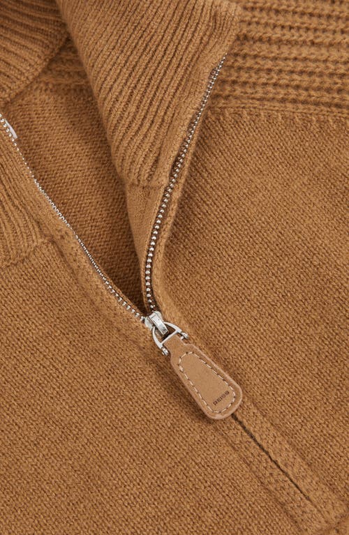 Reiss Charming Wool & Cashmere Half-zip Sweater In Brown