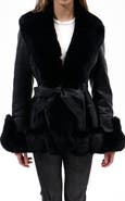 AZALEA WANG Faux Leather & Faux Fur Jacket
