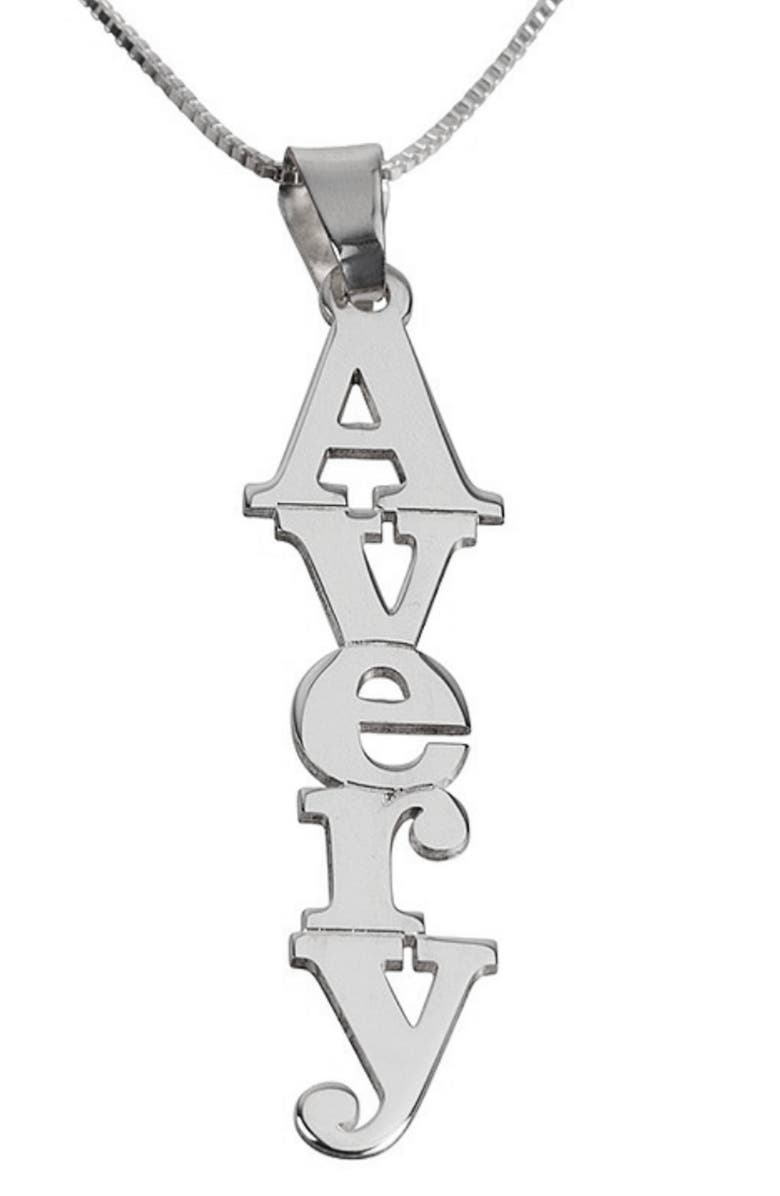 MELANIE MARIE Personalized Nameplate Pendant Necklace, Main, color, Sterling Silver