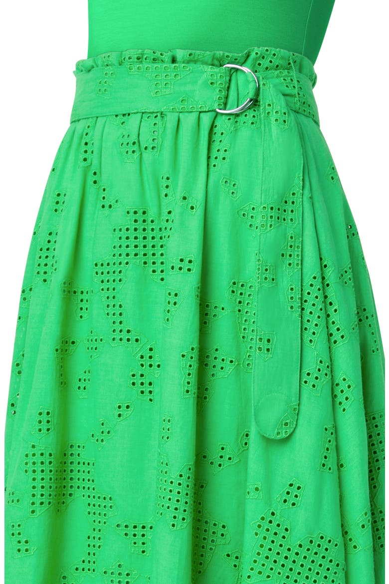 Eyelet Embroidered Poplin Midi Skirt, Alternate, color, VIBRANT GREEN