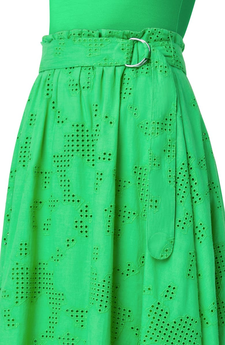 Akris punto Eyelet Embroidered Poplin Midi Skirt, Alternate, color, 
