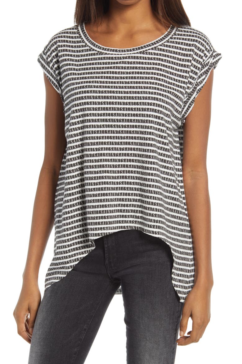 Sanza Stripe High/Low Top, Main, color, CHALK WHITE/ BLACK