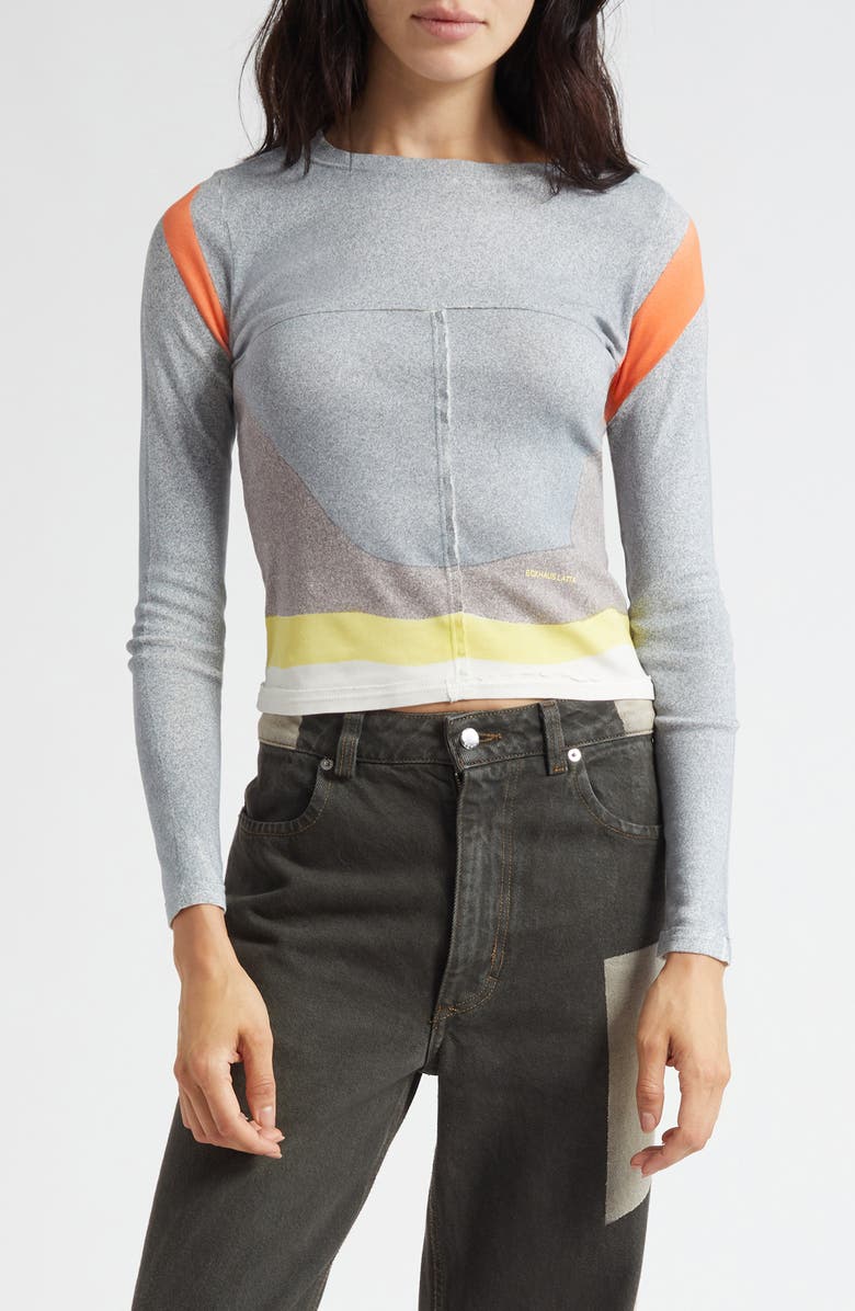 Eckhaus Latta Lapped Colorblock Cotton Baby Tee, Main, color, Valley