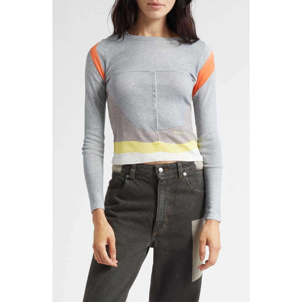 Eckhaus Latta Lapped Colorblock Cotton Baby Tee in Valley  product