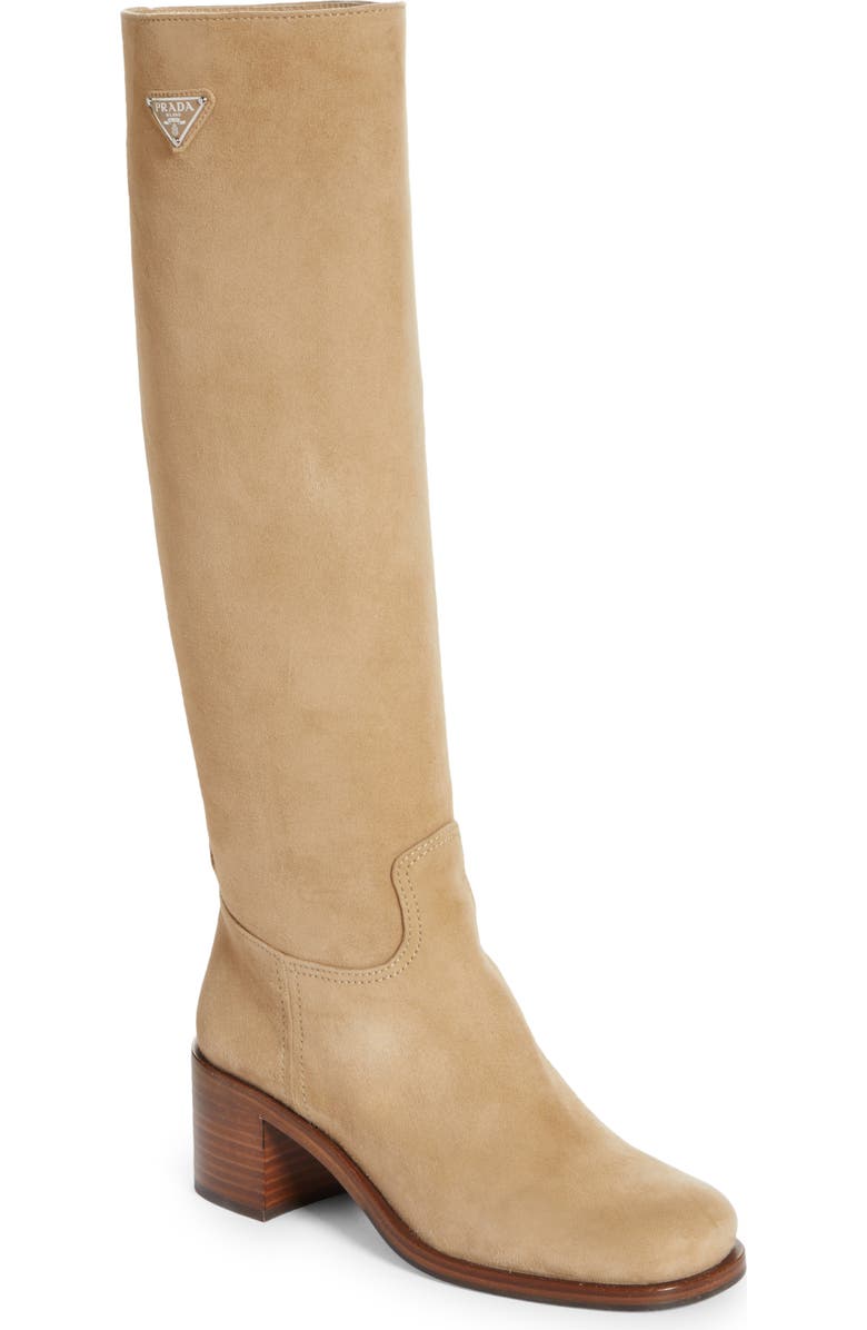 Prada Tronchetti Block Heel Knee High Boot, Main, color,